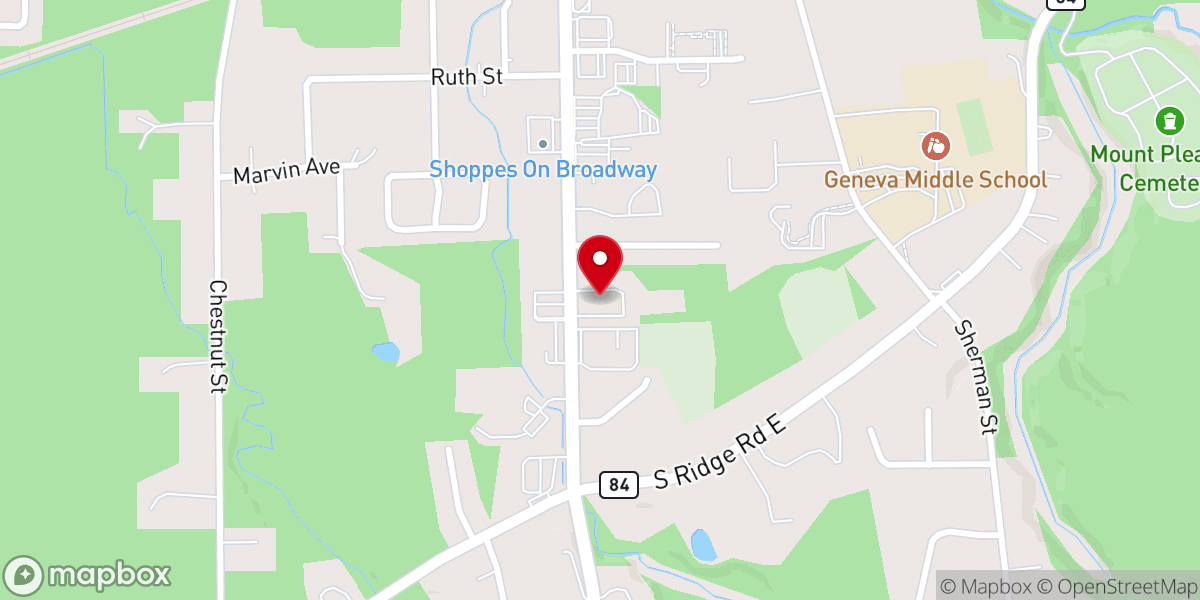 Map showing location of Geneva Church of Christ