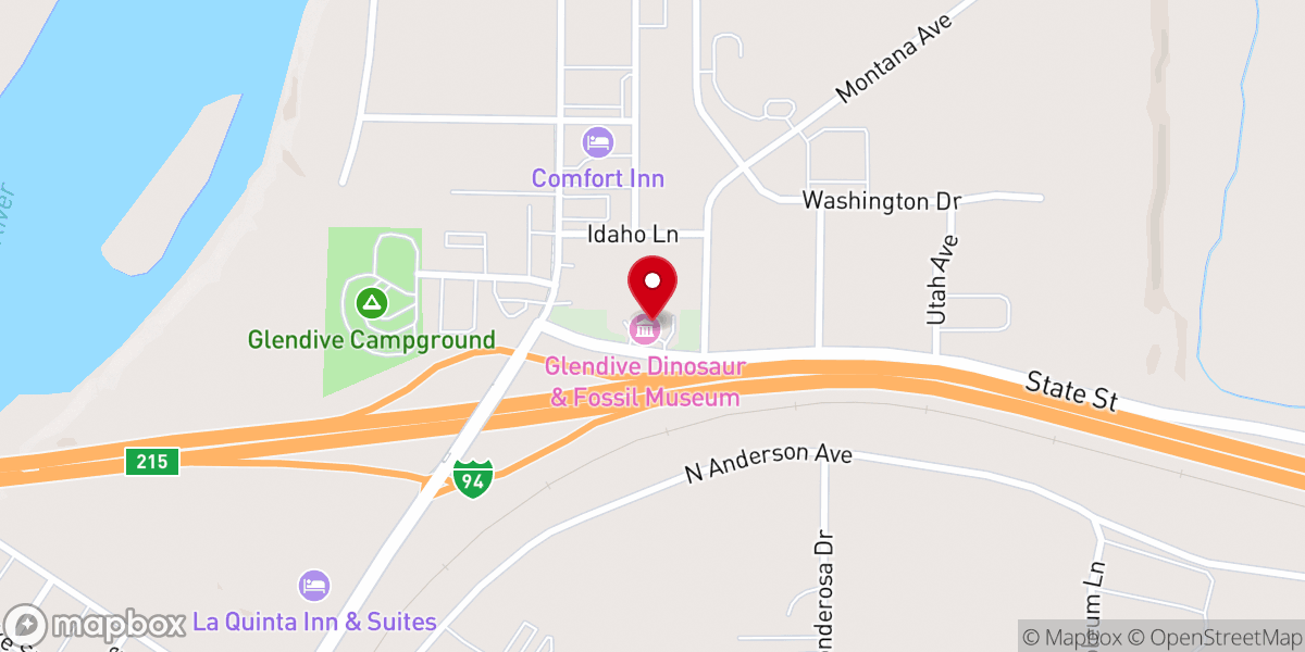 Map showing location of Glendive Dinosaur and Fossil Museum