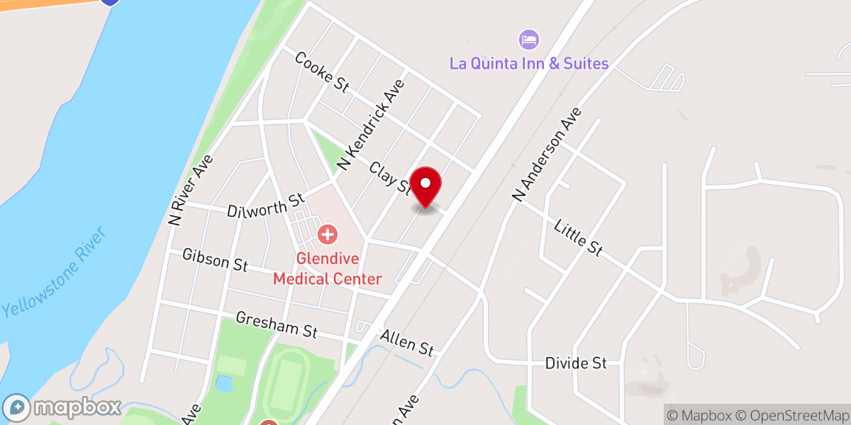 Map showing location of Glendive Seventh-Day Adventist Church