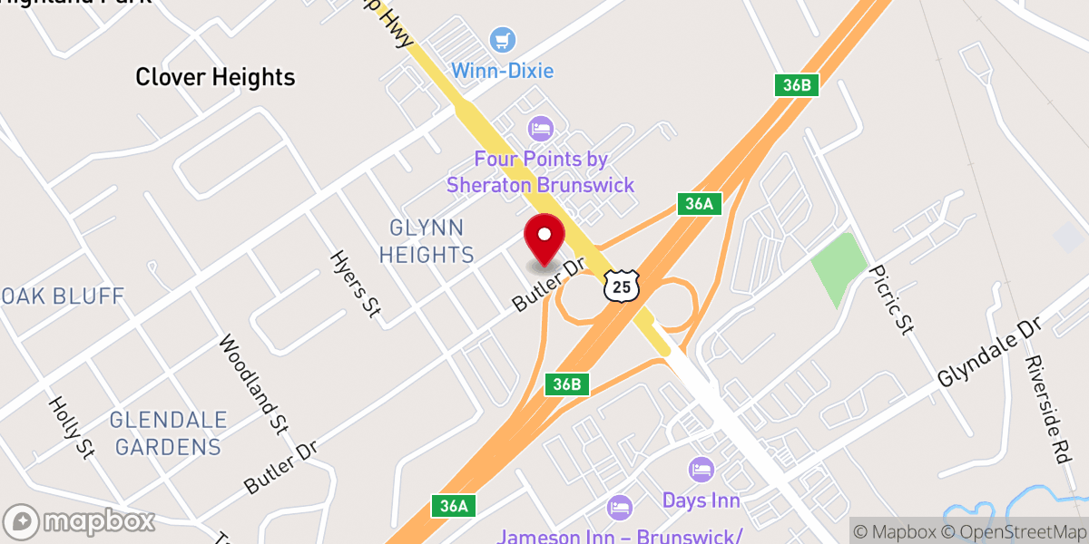 Map showing location of Glyndale Baptist Church