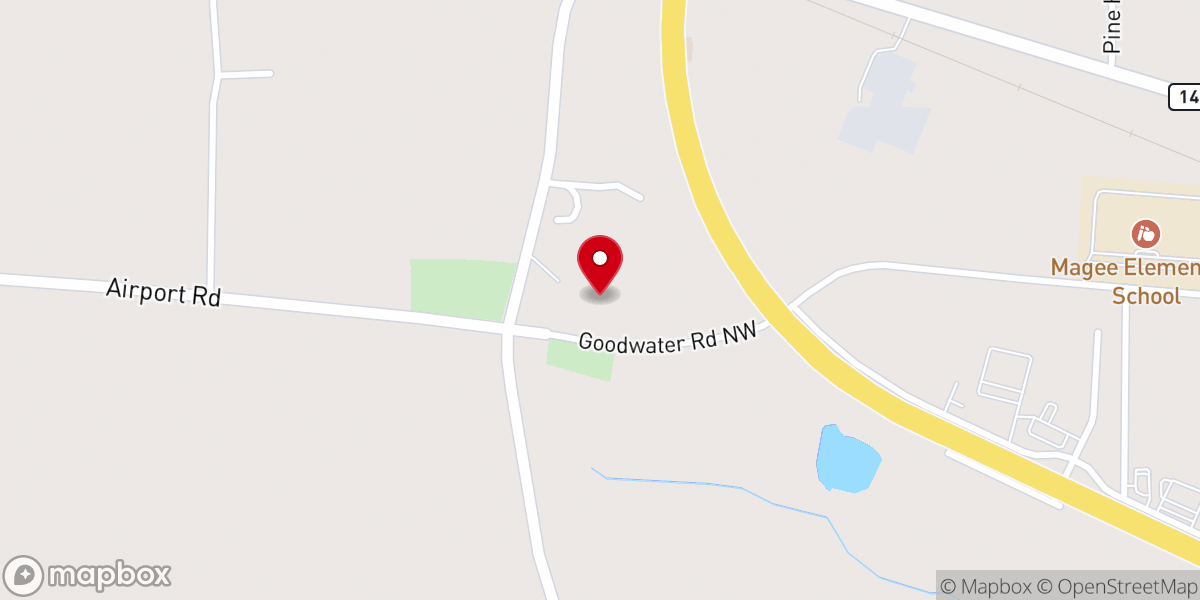 Map showing location of Goodwater Church