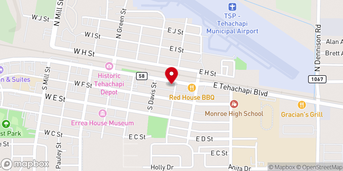 Map showing location of Grace Fellowship of Tehachapi
