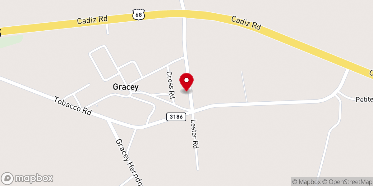 Map showing location of Gracey West Union Baptist Church