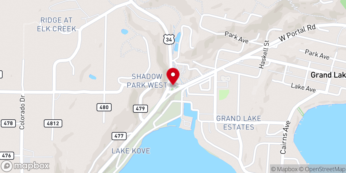 Map showing location of Grand Lake Visitor Center