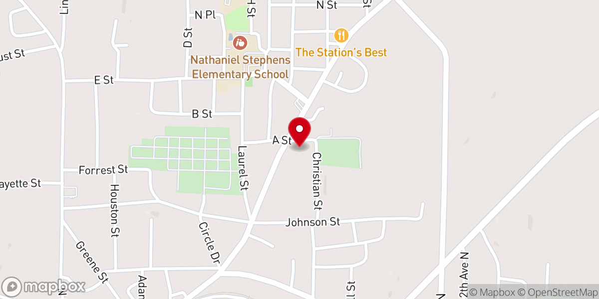 Map showing location of Great Bethel Baptist Church