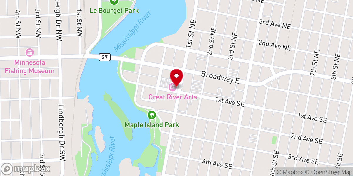 Map showing location of Great River Arts