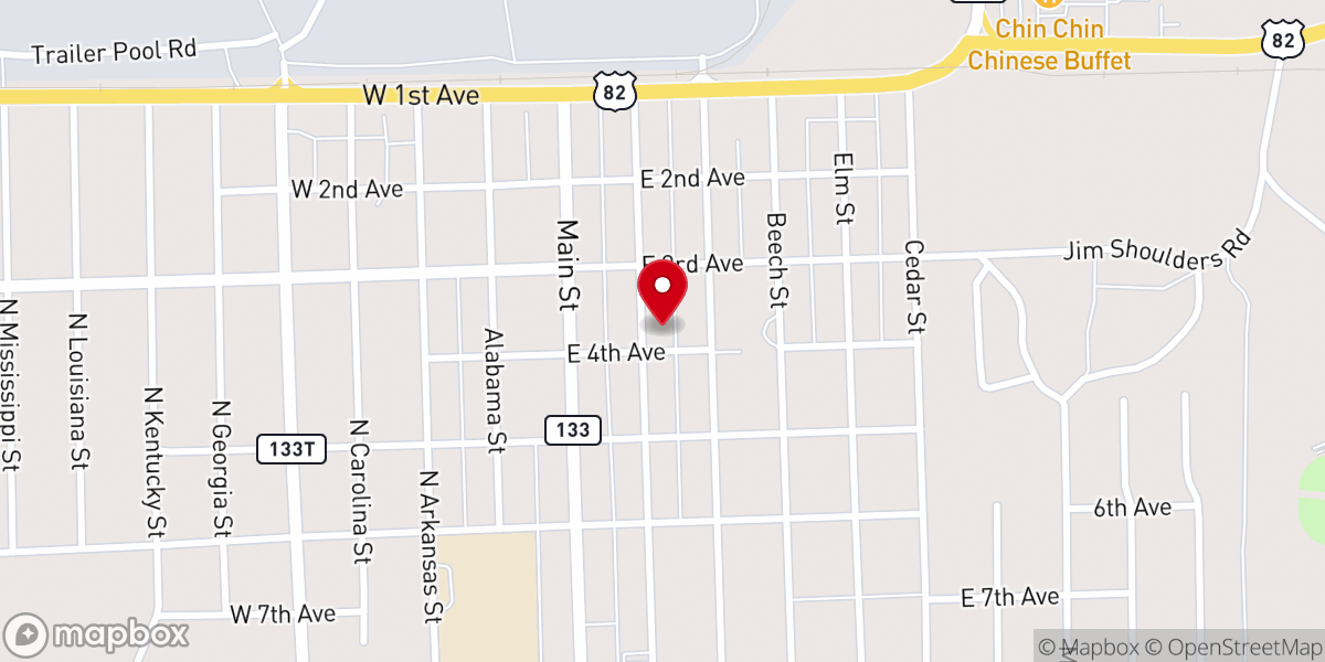 Map showing location of Greater Crossett Area Food Pantry