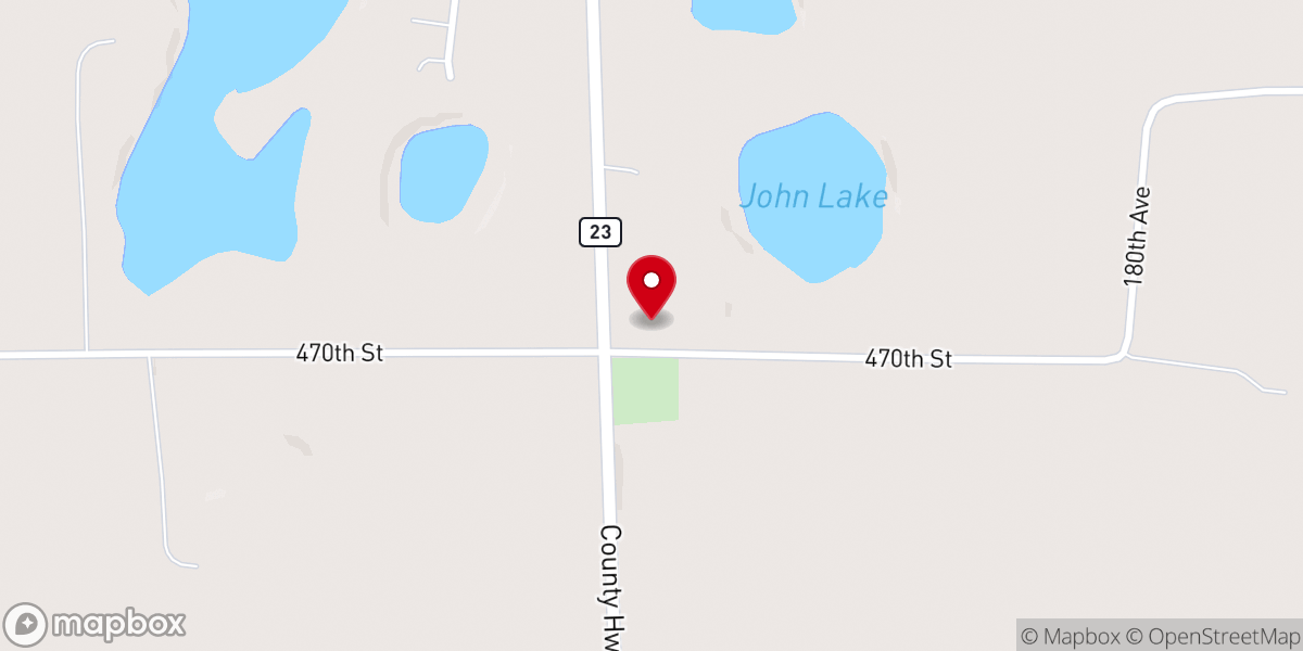 Map showing location of Grove Lake Lutheran Church