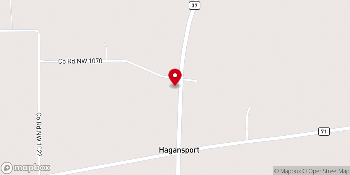 Map showing location of Hagansport Church of Christ
