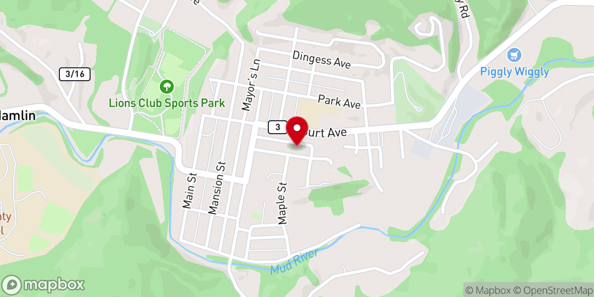 Map showing location of Hamlin Baptist Church
