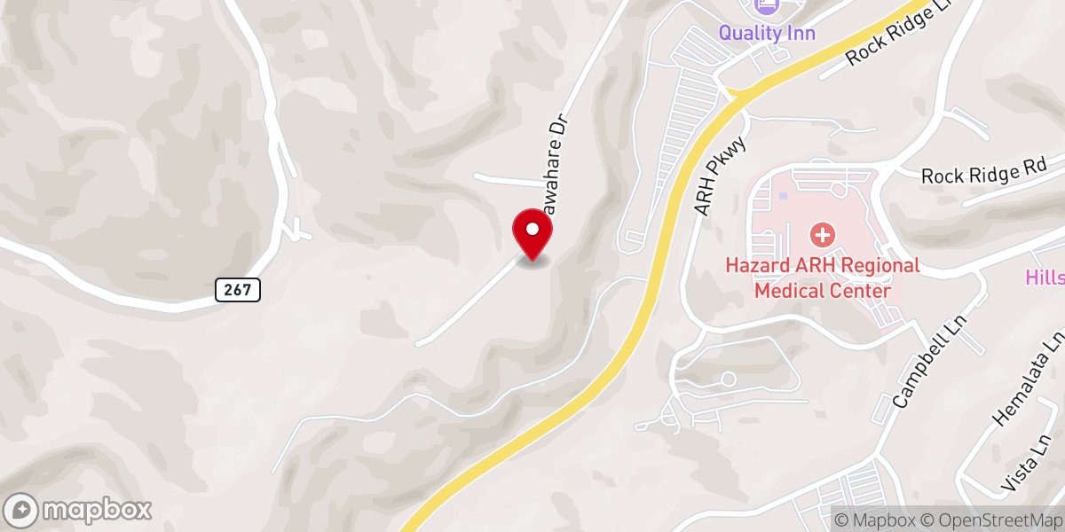 Map showing location of Hazard Village Church of Christ