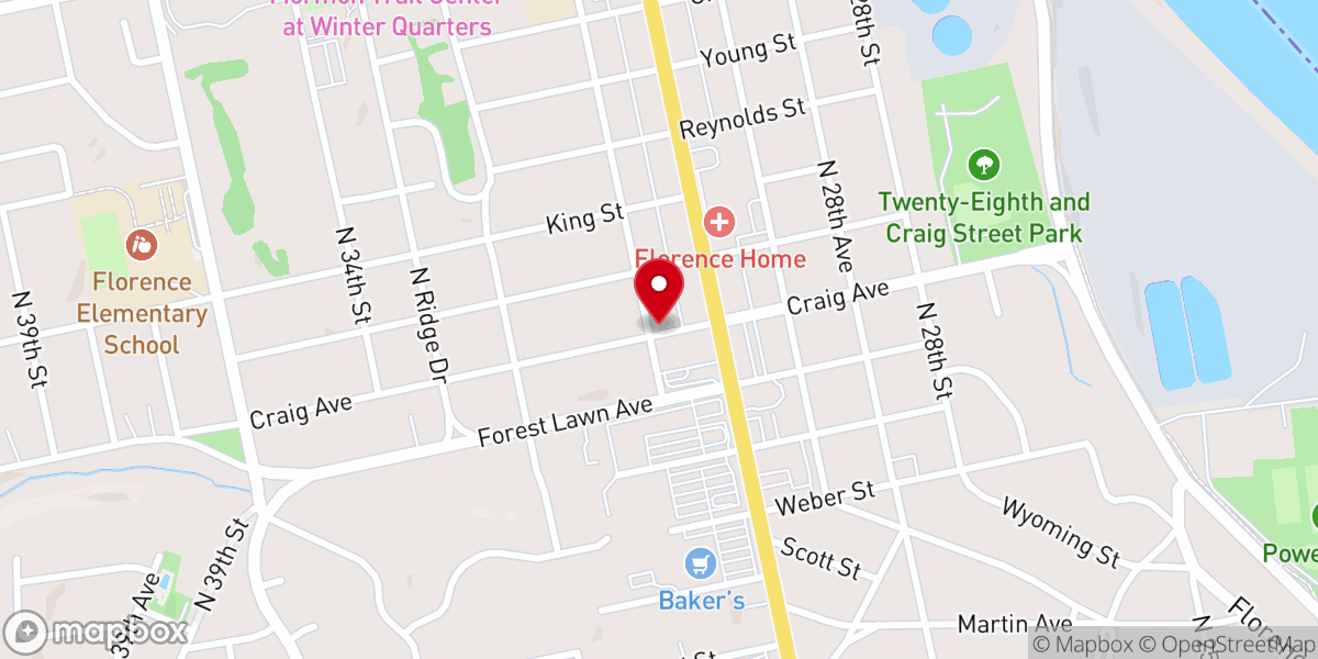 Map showing location of Heartland Family Christian Center