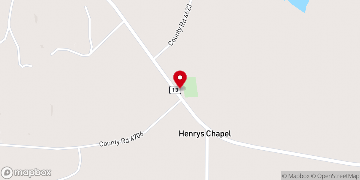 Map showing location of Henry's Chapel United Methodist