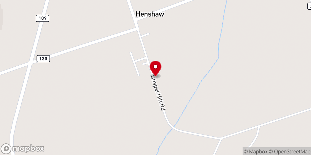 Map showing location of Henshaw Christian Church