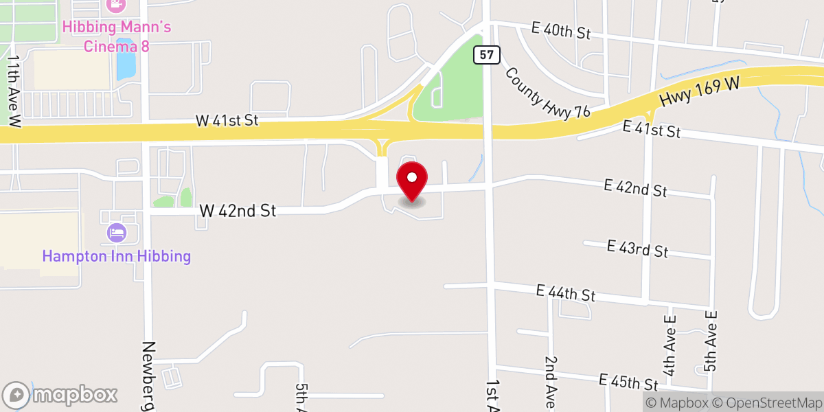 Map showing location of Hibbing Alliance Church