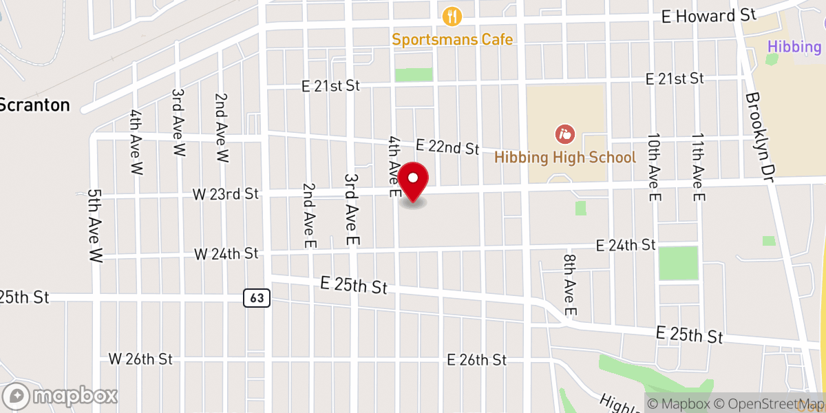Map showing location of Hibbing Historical Society