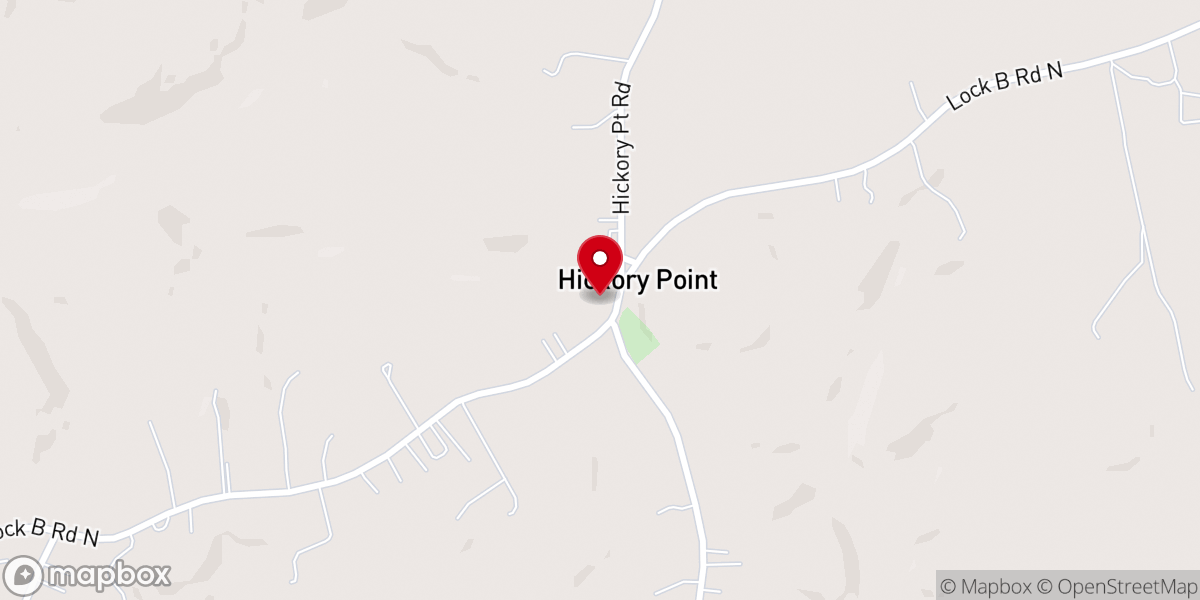 Map showing location of Hickory Point Church
