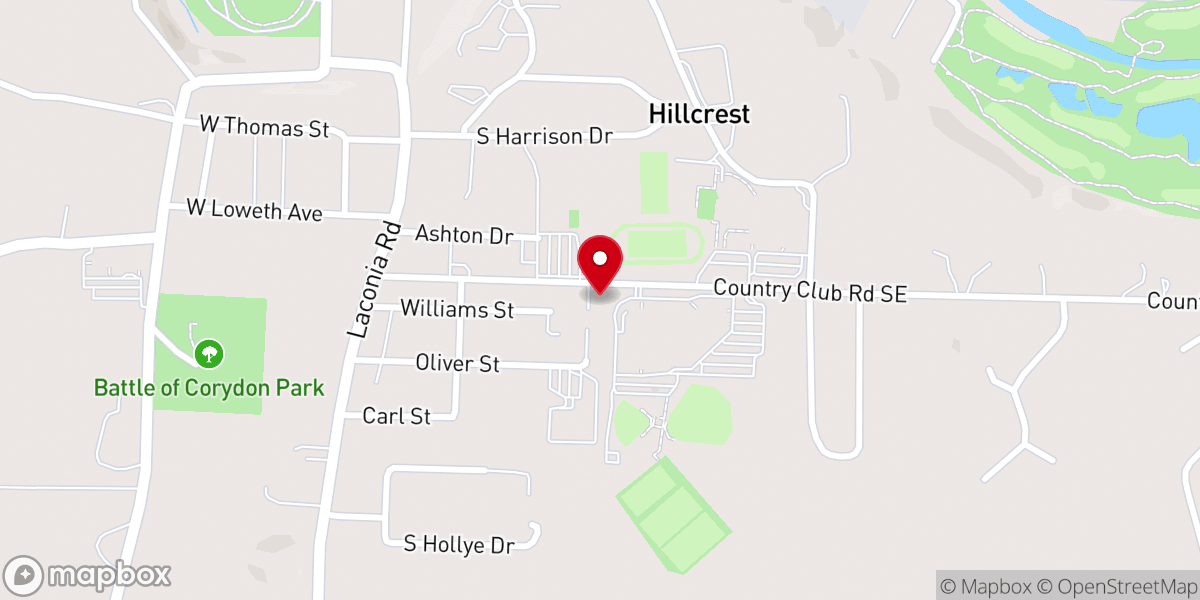 Map showing location of Hickory Treatment Center at Corydon