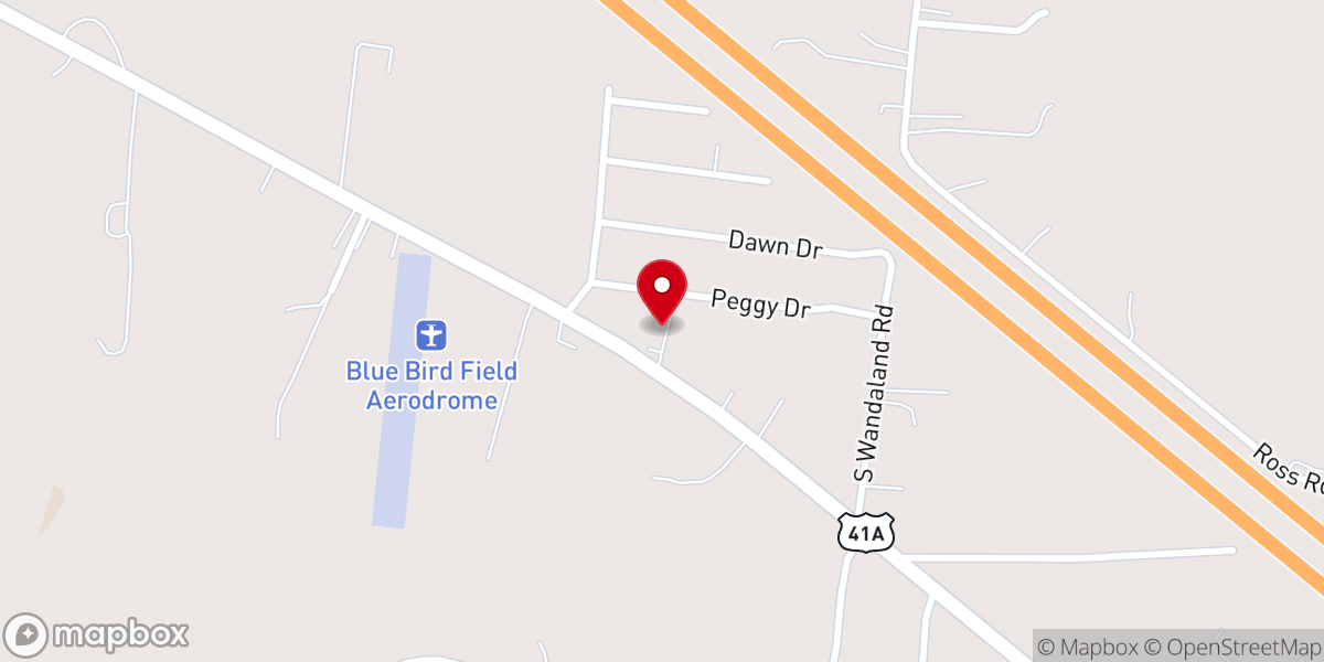 Map showing location of Highland Chapel Baptist Church