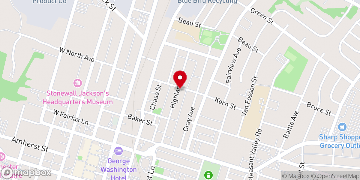 Map showing location of Highland Memorial Presbyterian