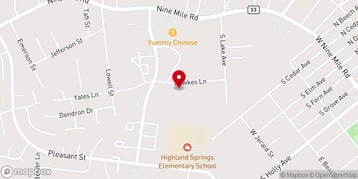 Map showing location of Highland Springs Church