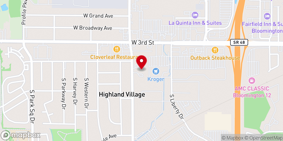 Map showing location of Highland Village Church