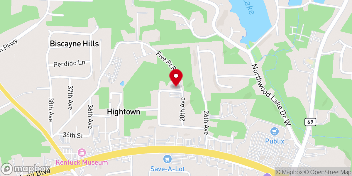 Map showing location of Hightown Community Church