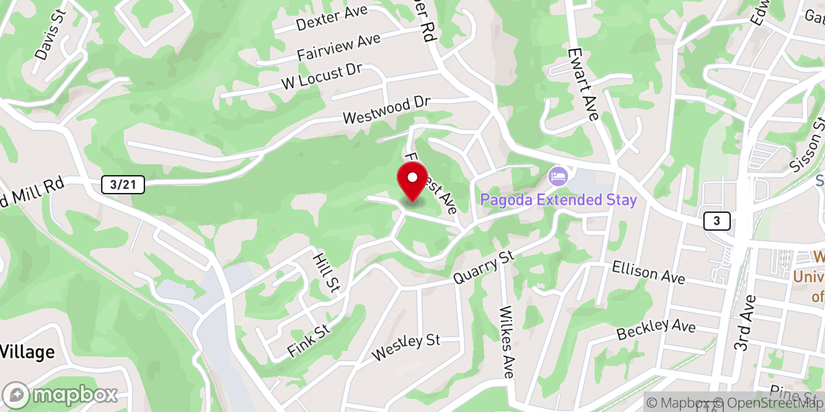 Map showing location of Hill Crest Regular Baptist Church