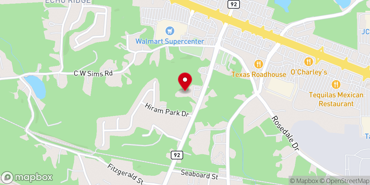 Map showing location of Hiram United Methodist Church