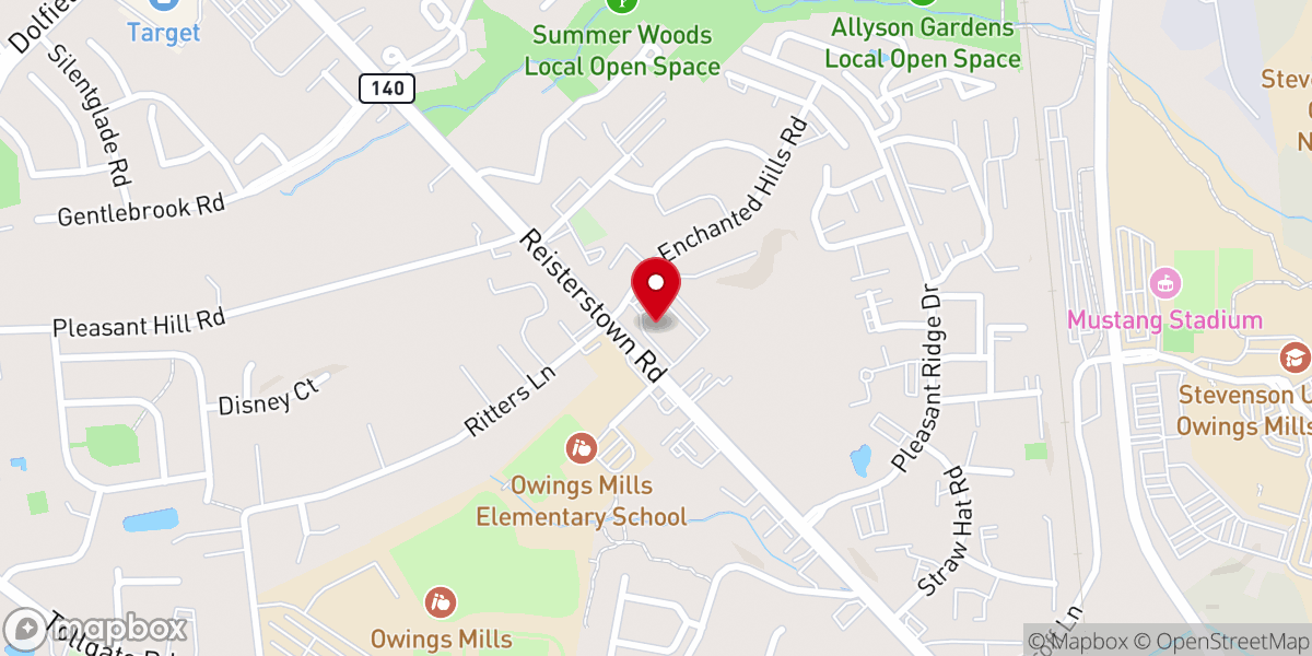 Map showing location of Hispanic Church of God Owings Mills