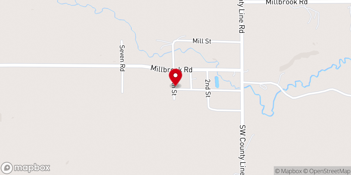 Map showing location of Historic Millbrook Church