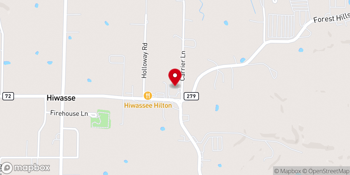 Map showing location of Hiwasse First Baptist Church