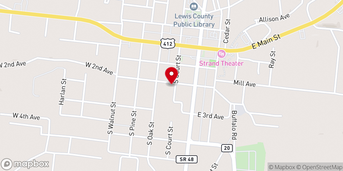 Map showing location of Hohenwald First United Methodist Church
