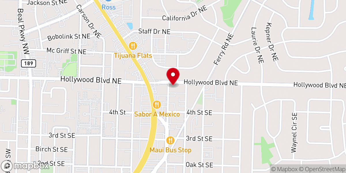 Map showing location of Hollywood Blvd Baptist Church