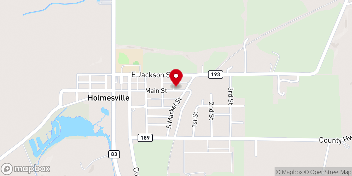 Map showing location of Holmesville Methodist Church