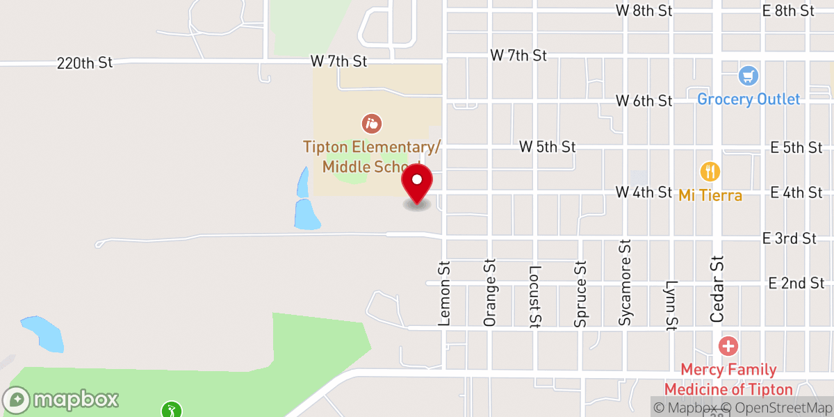 Map showing location of Hope Church of Tipton