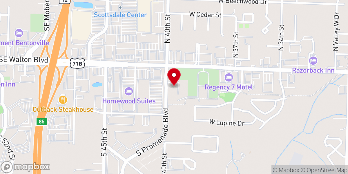 Map showing location of Hope Family Church NWA