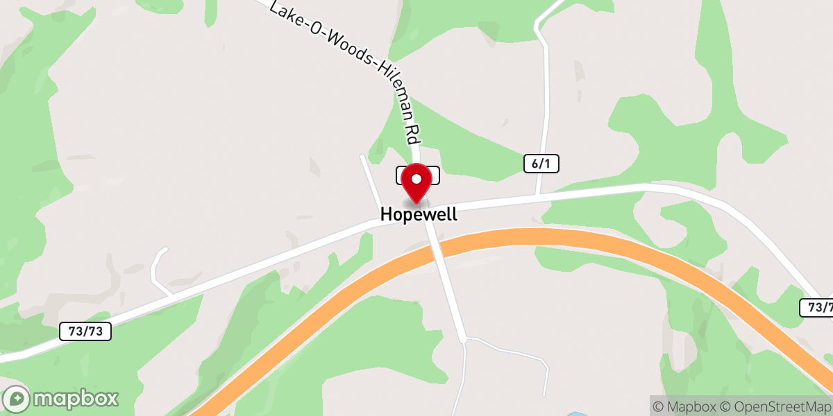 Map showing location of Hopewell Church