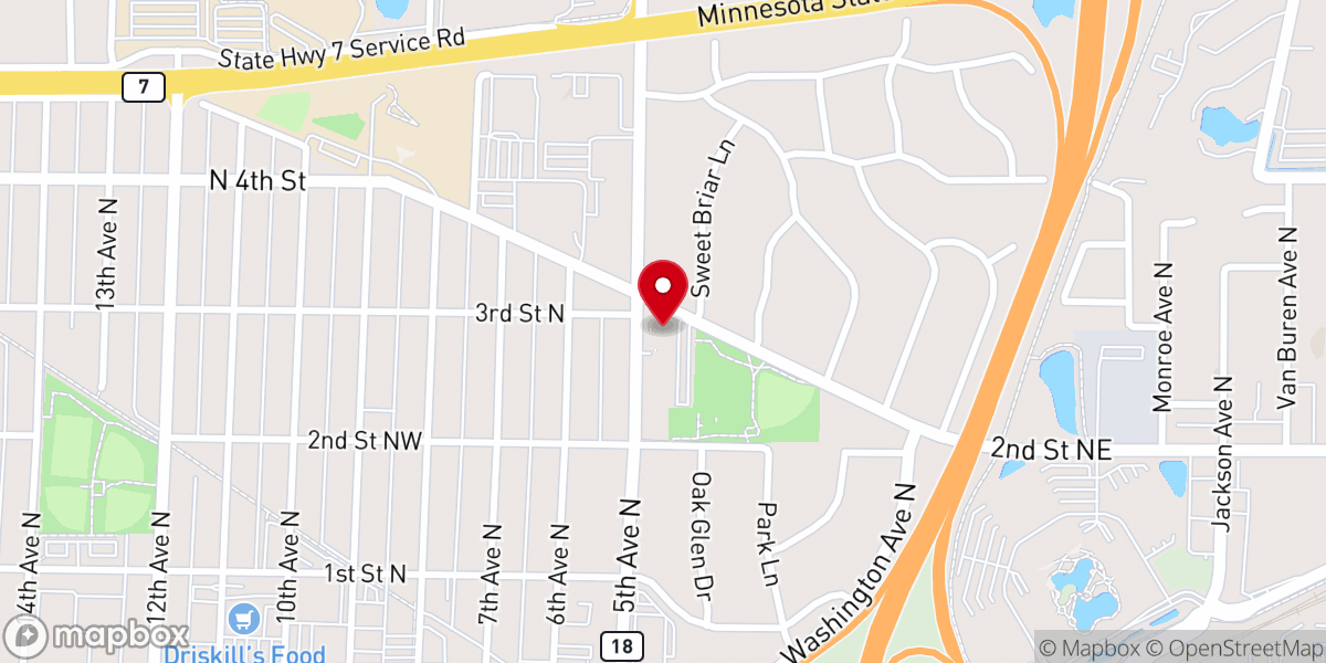 Map showing location of Hopkins Hispanic Seventh-day Adventist Church