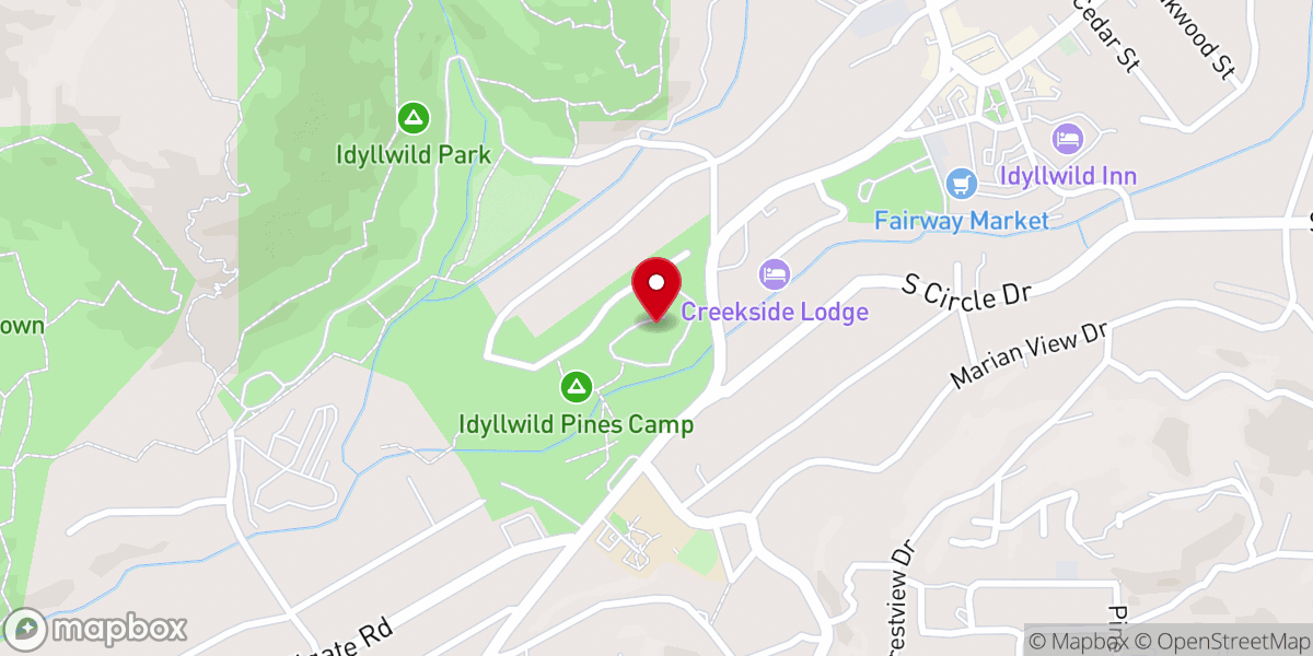 Map showing location of Idyllwild Pines Camp