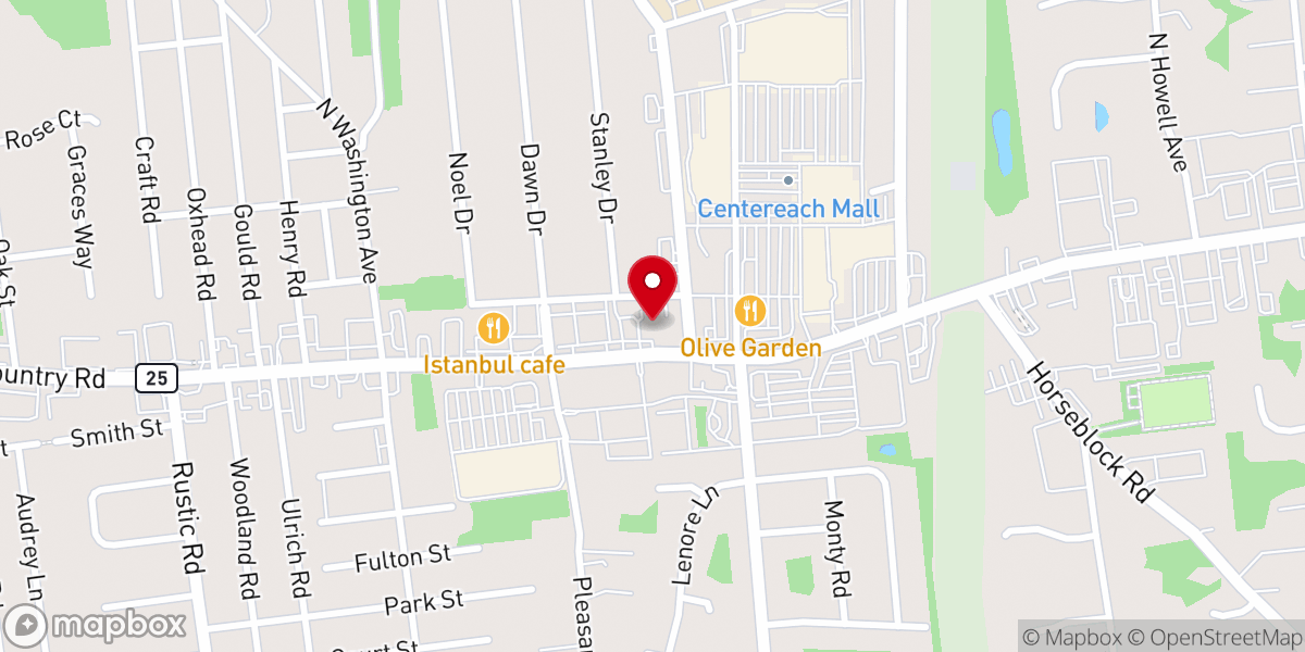 Map showing location of Iglesia Mision Buenas Nuevas de Centereach