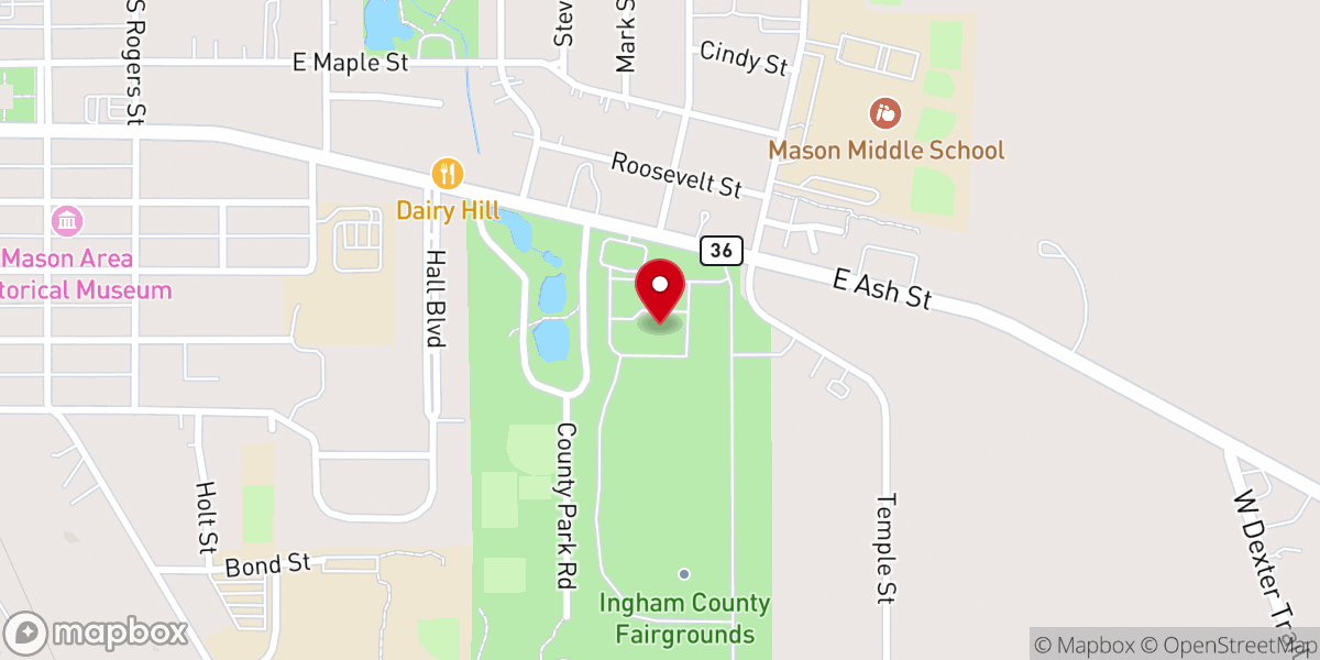 Map showing location of Ingham County Fairgrounds