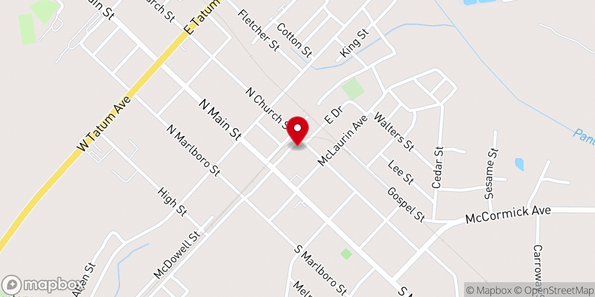 Map showing location of J's Mini Mart