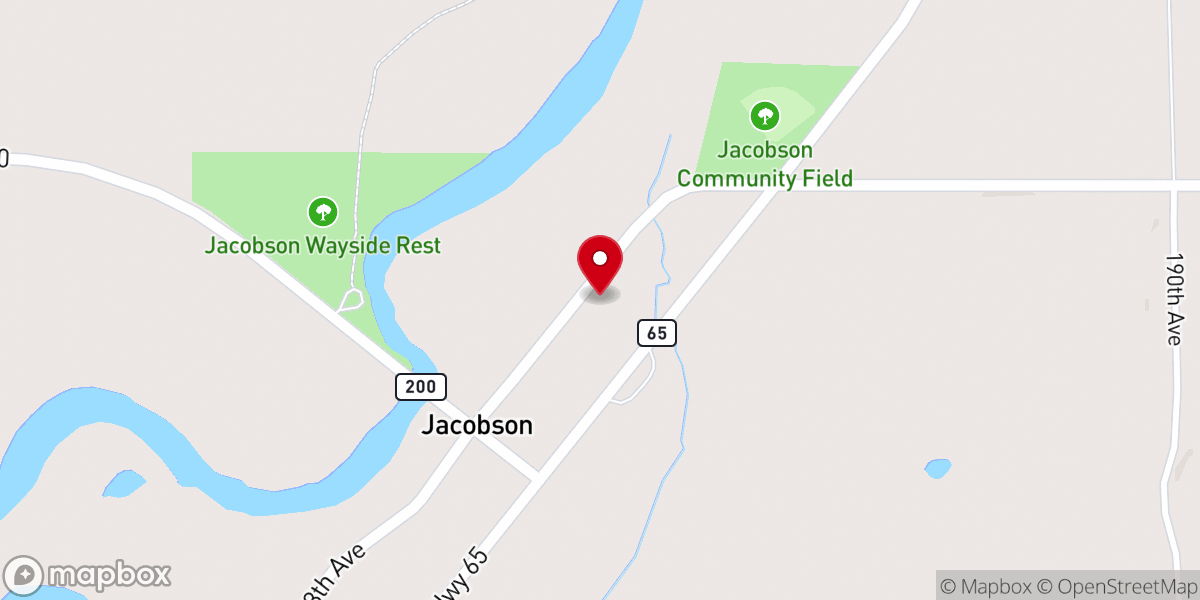Map showing location of Jacobson Community Church
