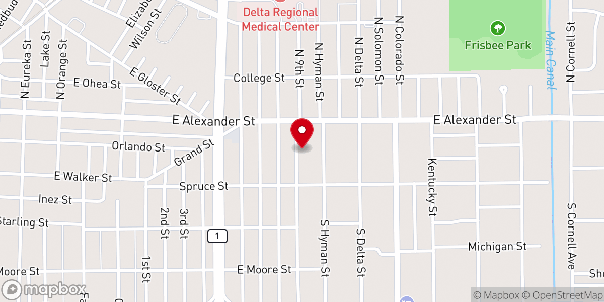 Map showing location of Jake's Chapel