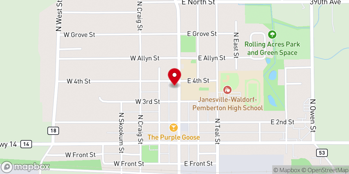 Map showing location of Janesville Community Food Shelf