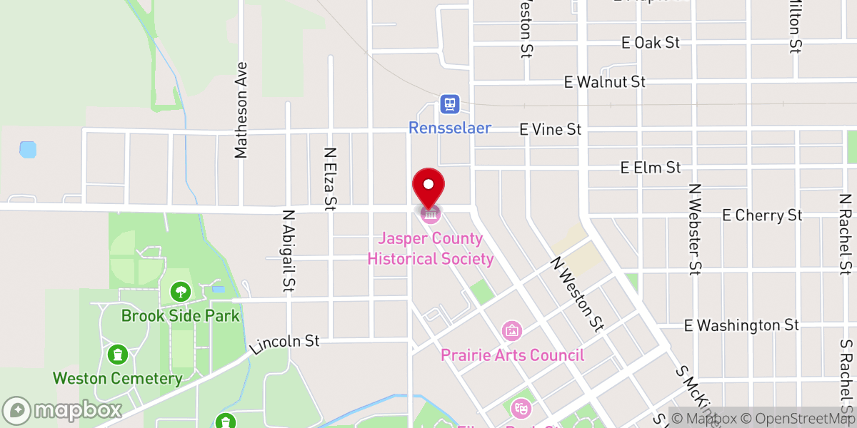 Map showing location of Jasper County Historical Society