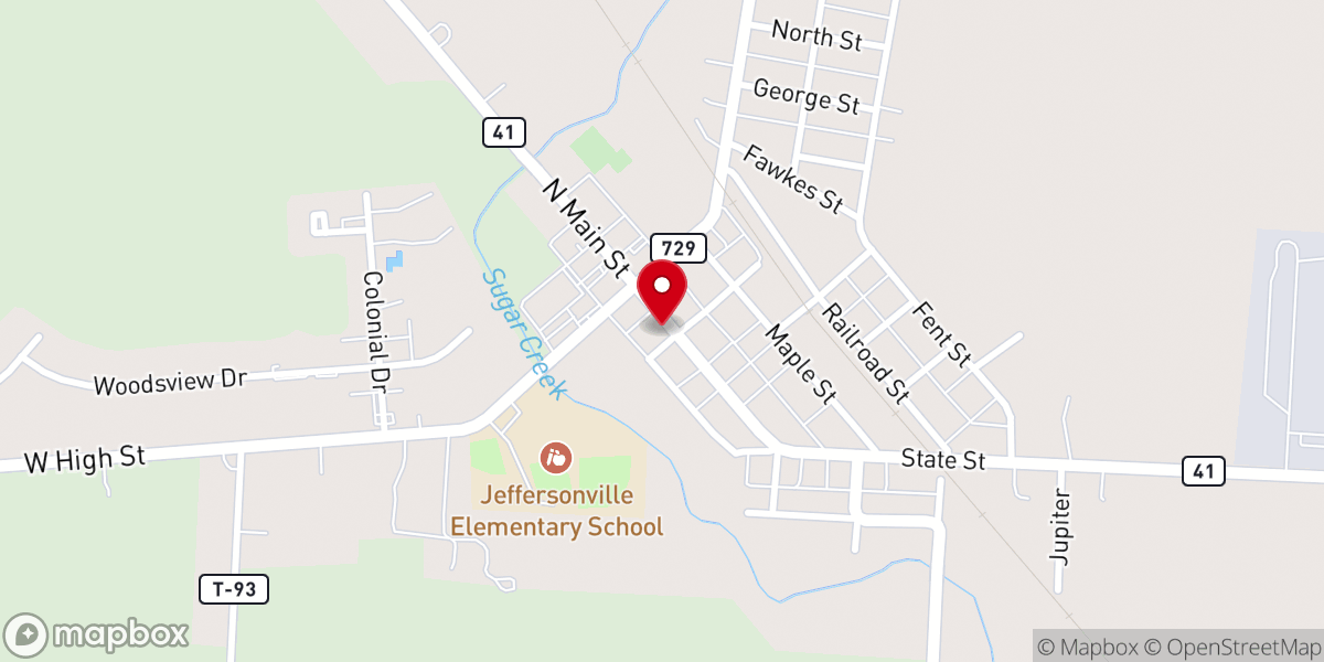 Map showing location of Jeffersonville Masonic Lodge#468