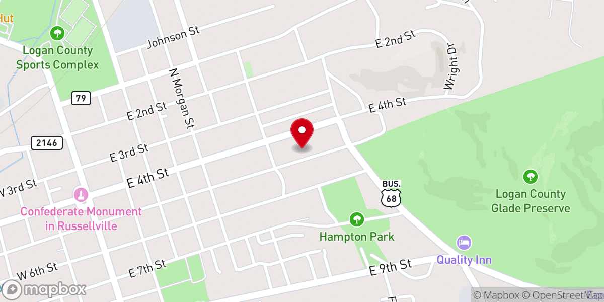 Map showing location of Jesus Church of Russellville