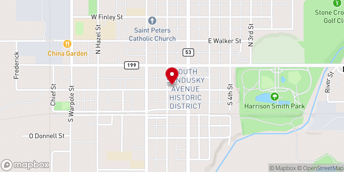 Map showing location of John Stewart Methodist Church